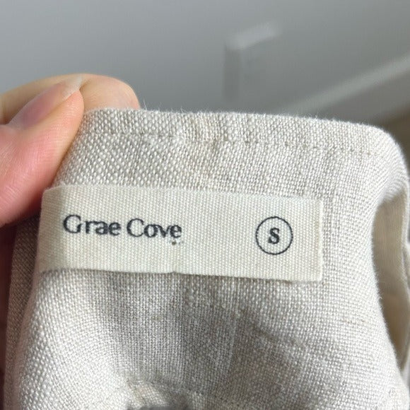 Grae Cove 100% Linen Tan One Button Lightweight Blazer Jacket