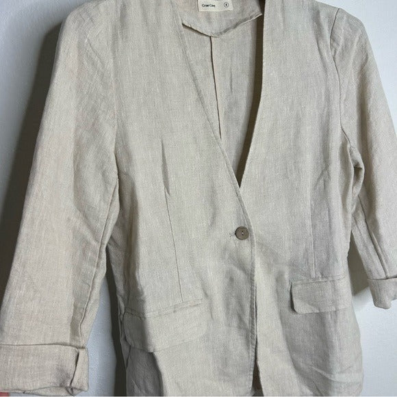 Grae Cove 100% Linen Tan One Button Lightweight Blazer Jacket