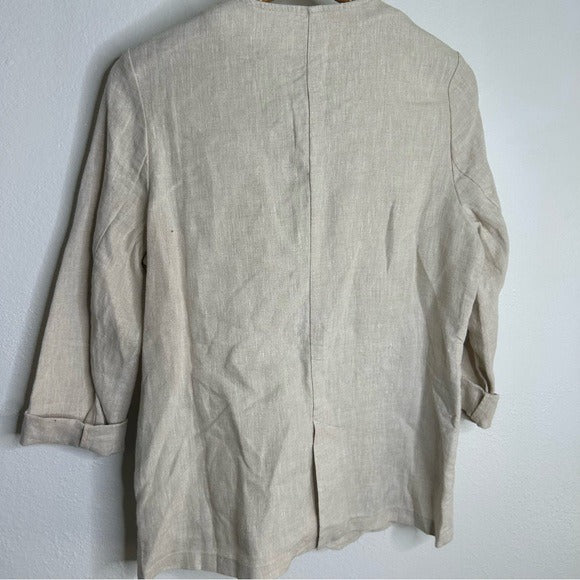 Grae Cove 100% Linen Tan One Button Lightweight Blazer Jacket
