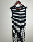 The GREAT. 100% Cotton Jersey Striped Sleeveless Knotted Tank Maxi Dress