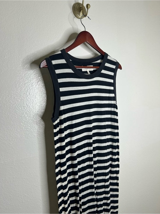 The GREAT. 100% Cotton Jersey Striped Sleeveless Knotted Tank Maxi Dress