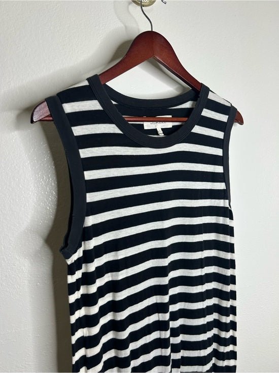 The GREAT. 100% Cotton Jersey Striped Sleeveless Knotted Tank Maxi Dress