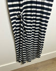 The GREAT. 100% Cotton Jersey Striped Sleeveless Knotted Tank Maxi Dress