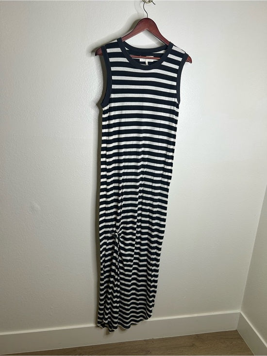 The GREAT. 100% Cotton Jersey Striped Sleeveless Knotted Tank Maxi Dress