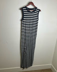 The GREAT. 100% Cotton Jersey Striped Sleeveless Knotted Tank Maxi Dress