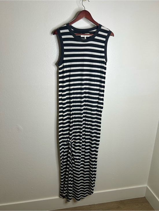 The GREAT. 100% Cotton Jersey Striped Sleeveless Knotted Tank Maxi Dress