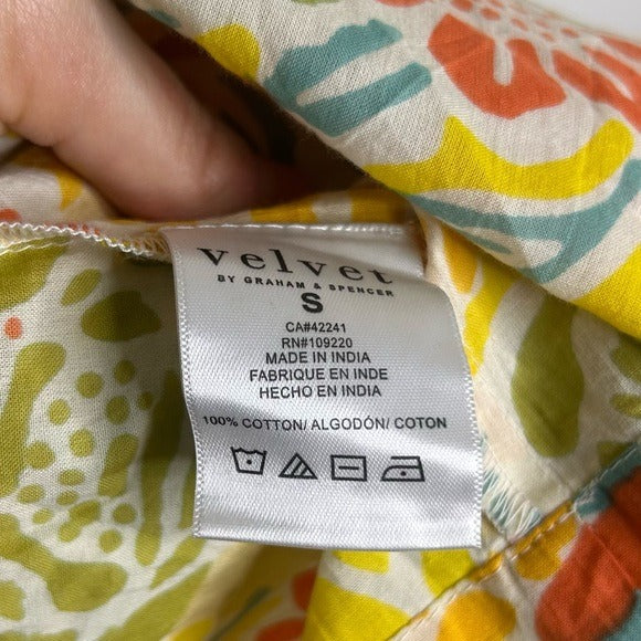 Velvet by Graham &amp; Spencer 100% Cotton Multicolor Bright Floral Mini Dress