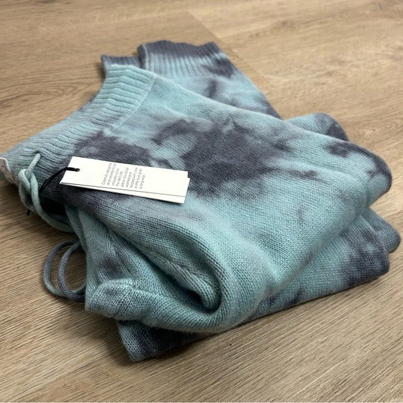 Unsubscribed Unsubscribed 100% Cashmere Blue Tie Dye Jogger Sweater Pant Relaxed Fit - Cashmere