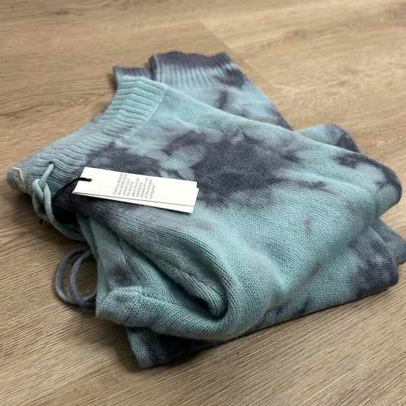 Unsubscribed Unsubscribed 100% Cashmere Blue Tie Dye Jogger Sweater Pant Relaxed Fit - Cashmere