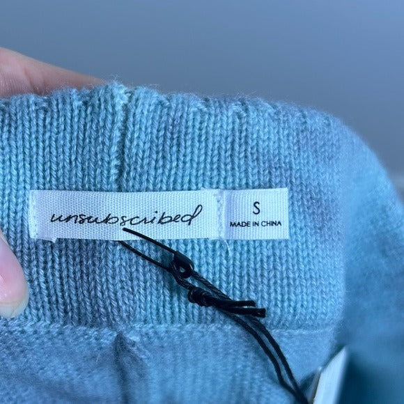 Unsubscribed 100% Cashmere Blue Tie Dye Jogger Sweater Pant Relaxed Fit