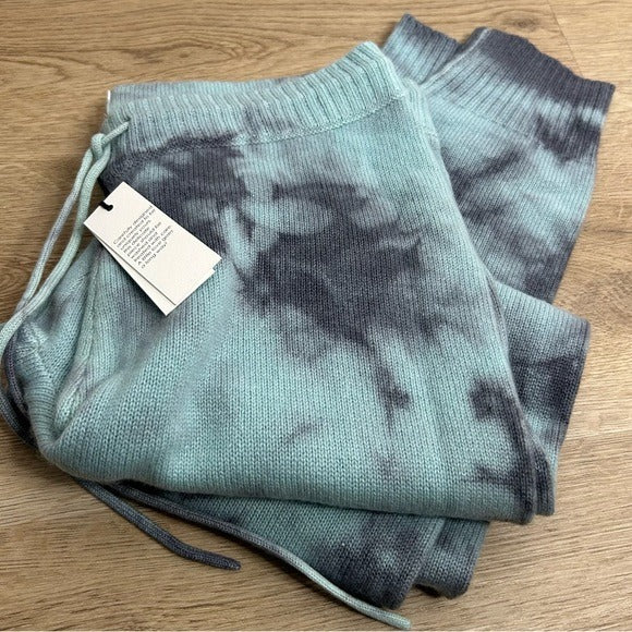 Unsubscribed Unsubscribed 100% Cashmere Blue Tie Dye Jogger Sweater Pant Relaxed Fit - Cashmere
