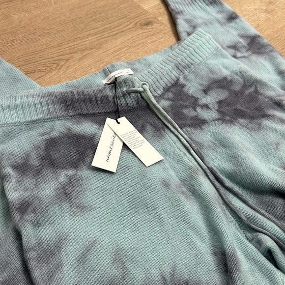 Unsubscribed Unsubscribed 100% Cashmere Blue Tie Dye Jogger Sweater Pant Relaxed Fit - Cashmere