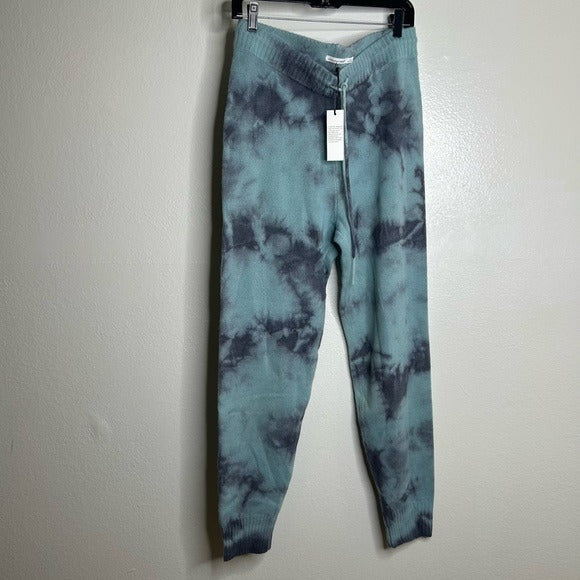 Unsubscribed 100% Cashmere Blue Tie Dye Jogger Sweater Pant Relaxed Fit