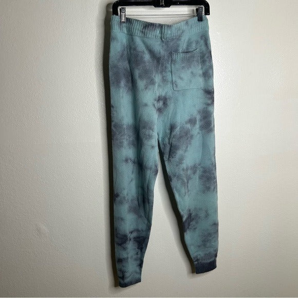 Unsubscribed 100% Cashmere Blue Tie Dye Jogger Sweater Pant Relaxed Fit
