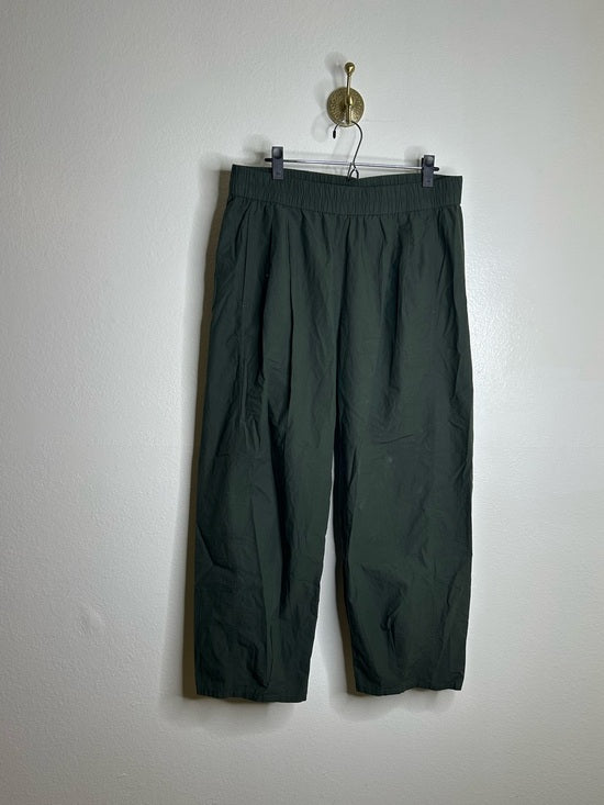 Eileen Fisher 100% Organic Cotton Army Green Barrel Cropped Ankle Pant