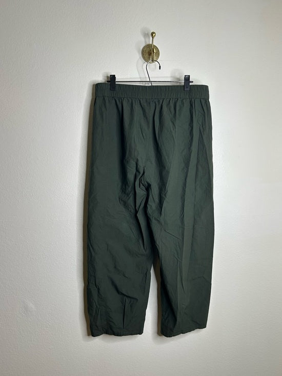 Eileen Fisher 100% Organic Cotton Army Green Barrel Cropped Ankle Pant
