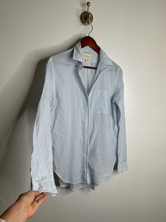 Ralph Lauren Denim &amp; Supply 100% Cotton RL Boyfriend Blue Stripe Button Down