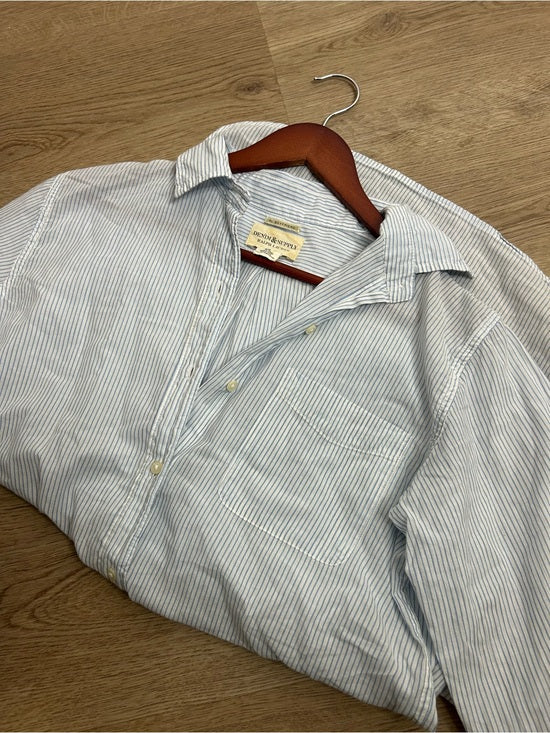 Ralph Lauren Denim &amp; Supply 100% Cotton RL Boyfriend Blue Stripe Button Down