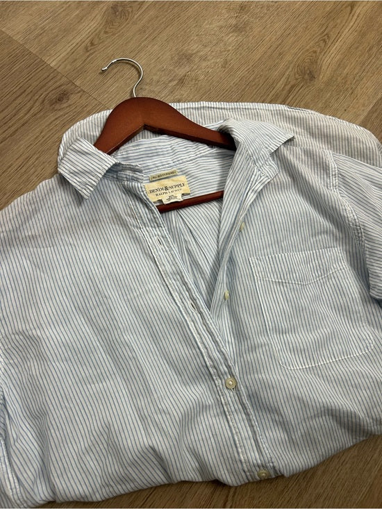 Ralph Lauren Denim &amp; Supply 100% Cotton RL Boyfriend Blue Stripe Button Down
