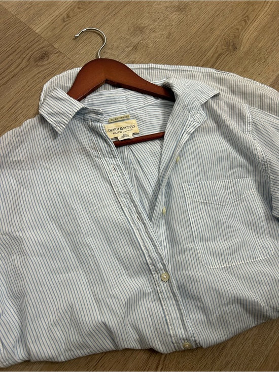 Ralph Lauren Denim &amp; Supply 100% Cotton RL Boyfriend Blue Stripe Button Down