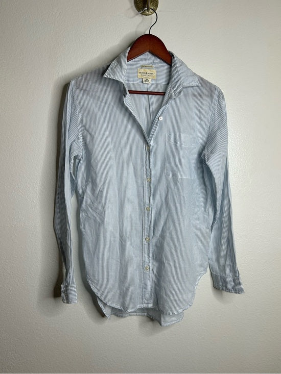 Ralph Lauren Denim &amp; Supply 100% Cotton RL Boyfriend Blue Stripe Button Down