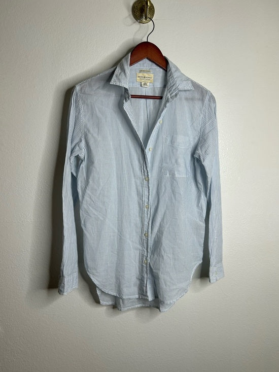 Ralph Lauren Denim &amp; Supply 100% Cotton RL Boyfriend Blue Stripe Button Down