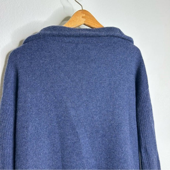 Unsubscribed 100% Cashmere Quarter Zip Sweater in Classic Navy