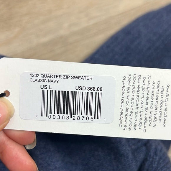 Unsubscribed 100% Cashmere Quarter Zip Sweater in Classic Navy