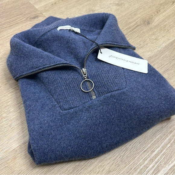 Unsubscribed Unsubscribed 100% Cashmere Quarter Zip Sweater in Classic Navy - Cashmere