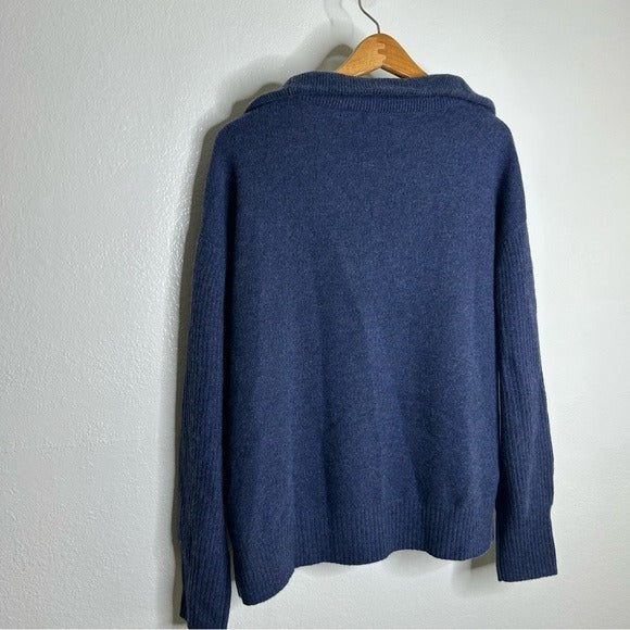 Unsubscribed 100% Cashmere Quarter Zip Sweater in Classic Navy