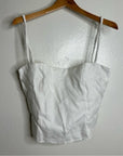 Reformation 100% Linen White Strappy Corset Tank Top