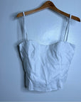 Reformation 100% Linen White Strappy Corset Tank Top