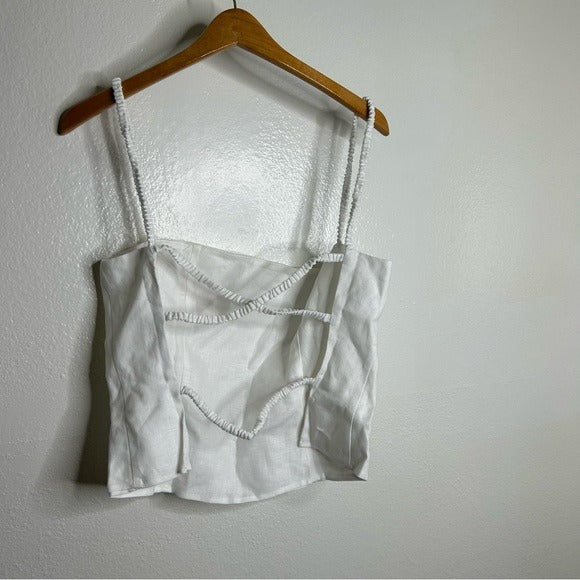 Reformation 100% Linen White Strappy Corset Tank Top