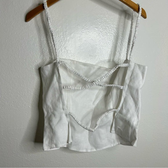 Reformation 100% Linen White Strappy Corset Tank Top