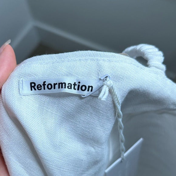 Reformation 100% Linen White Strappy Corset Tank Top