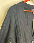 Bloomingdale's 100% Cashmere Black Cable Knit Button Down Cardigan Sweater