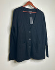 Bloomingdale's 100% Cashmere Black Cable Knit Button Down Cardigan Sweater