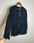 Bloomingdale's 100% Cashmere Black Cable Knit Button Down Cardigan Sweater