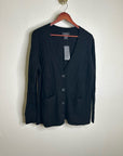 Bloomingdale's 100% Cashmere Black Cable Knit Button Down Cardigan Sweater