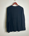 Bloomingdale's 100% Cashmere Black Cable Knit Button Down Cardigan Sweater