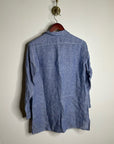 Garnet Hill 100% Linen Blue Button Down Long Sleeve Tunic Top