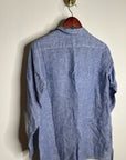 Garnet Hill 100% Linen Blue Button Down Long Sleeve Tunic Top