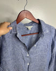 Garnet Hill 100% Linen Blue Button Down Long Sleeve Tunic Top