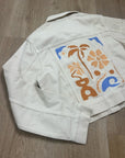 L*Space 100% Cotton Canvas Cream Embroidered Palm Tree Flower Capri Jacket