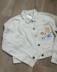 L*Space 100% Cotton Canvas Cream Embroidered Palm Tree Flower Capri Jacket