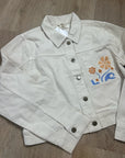 L*Space 100% Cotton Canvas Cream Embroidered Palm Tree Flower Capri Jacket