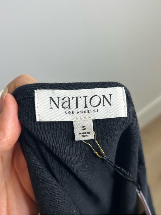 Nation LA 100% Cotton Black Gold Button V - Neck Button Down Mini Dress