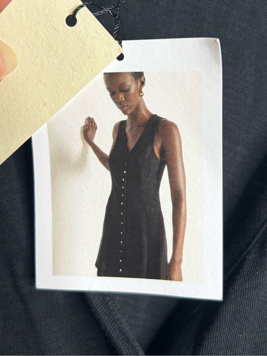 Nation LA 100% Cotton Black Gold Button V - Neck Button Down Mini Dress