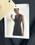 Nation LA 100% Cotton Black Gold Button V - Neck Button Down Mini Dress