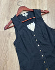 Nation LA 100% Cotton Black Gold Button V - Neck Button Down Mini Dress